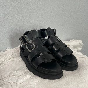 Grunge Goth Black Sandals